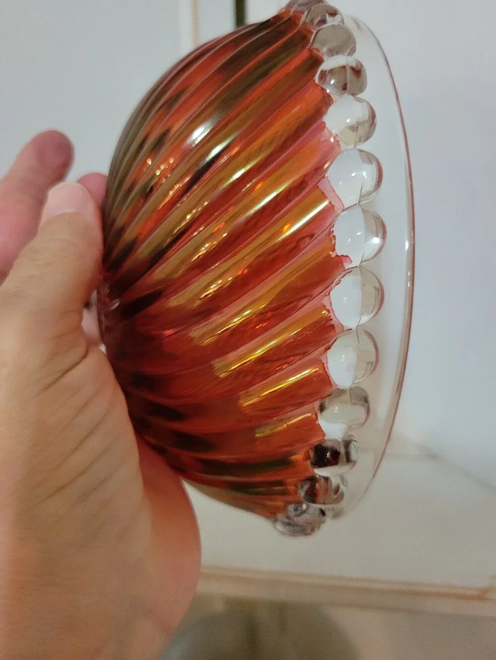 Vintage Westmoreland Cranberry Swirl Candy Dish